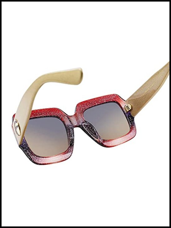 Retro Square Sunglasses for Women Oversized UV Protection Vintage Shades